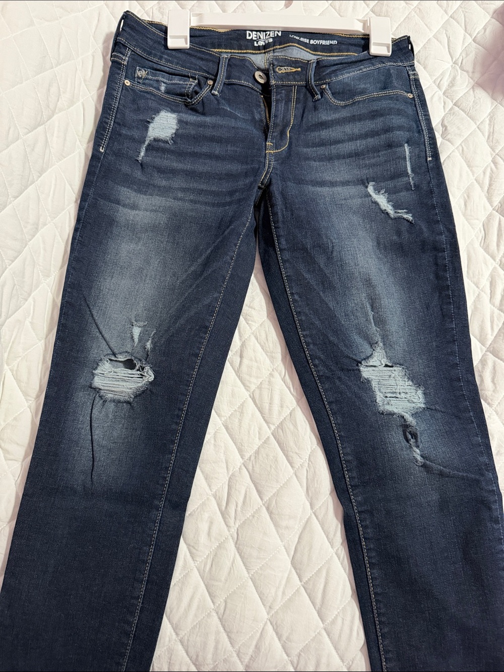Denizen from Levi's Dark Blue Distressed Boyfriend Jeans